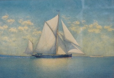 A. E. Morris (19th. C), watercolour, Yacht under full sail, signed, 25 x 35cm. Condition - fair